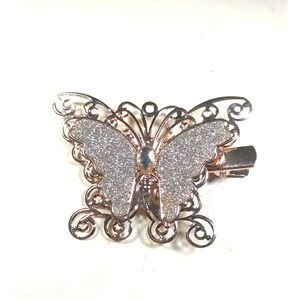 Rose Gold Silver Sparkle Hair Clip Butterfly